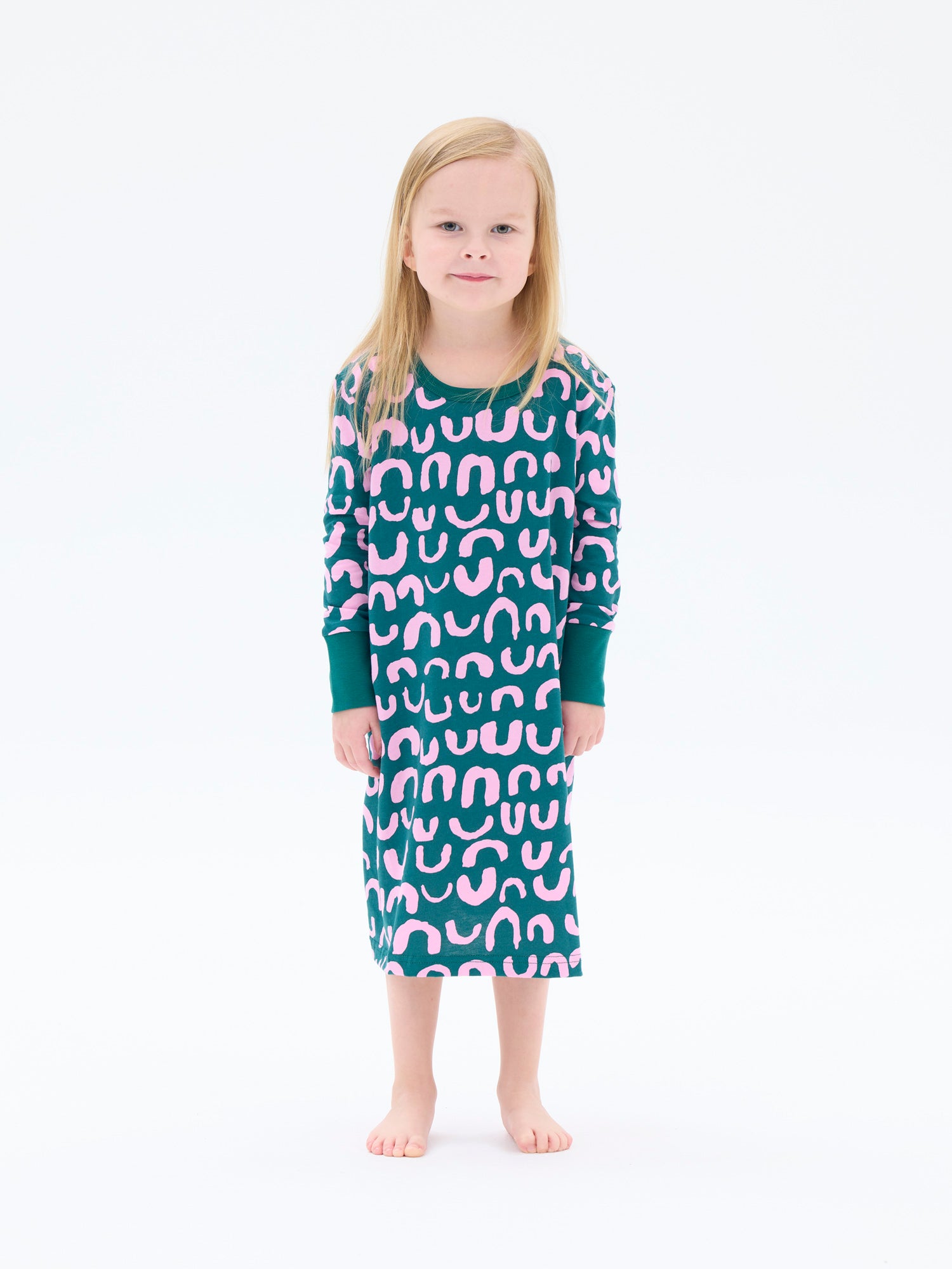 Lasten Yöpaita Nurinkurin, Pinkki/Vihreä