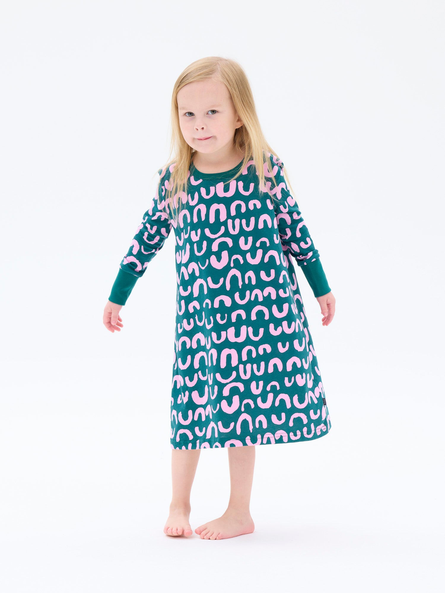 Lasten Yöpaita Nurinkurin, Pinkki/Vihreä