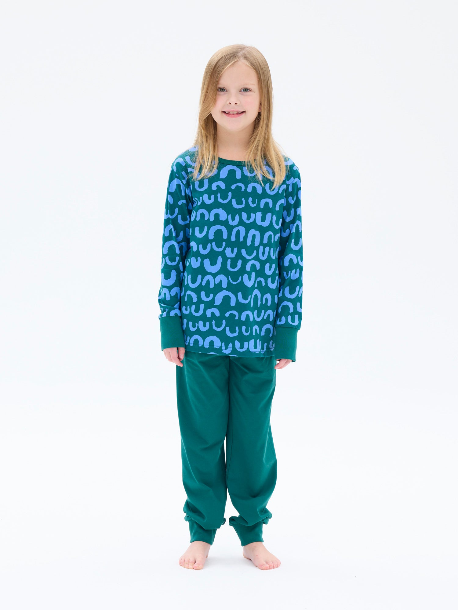 Lasten Pyjama Nurinkurin, Vihreä/Sininen