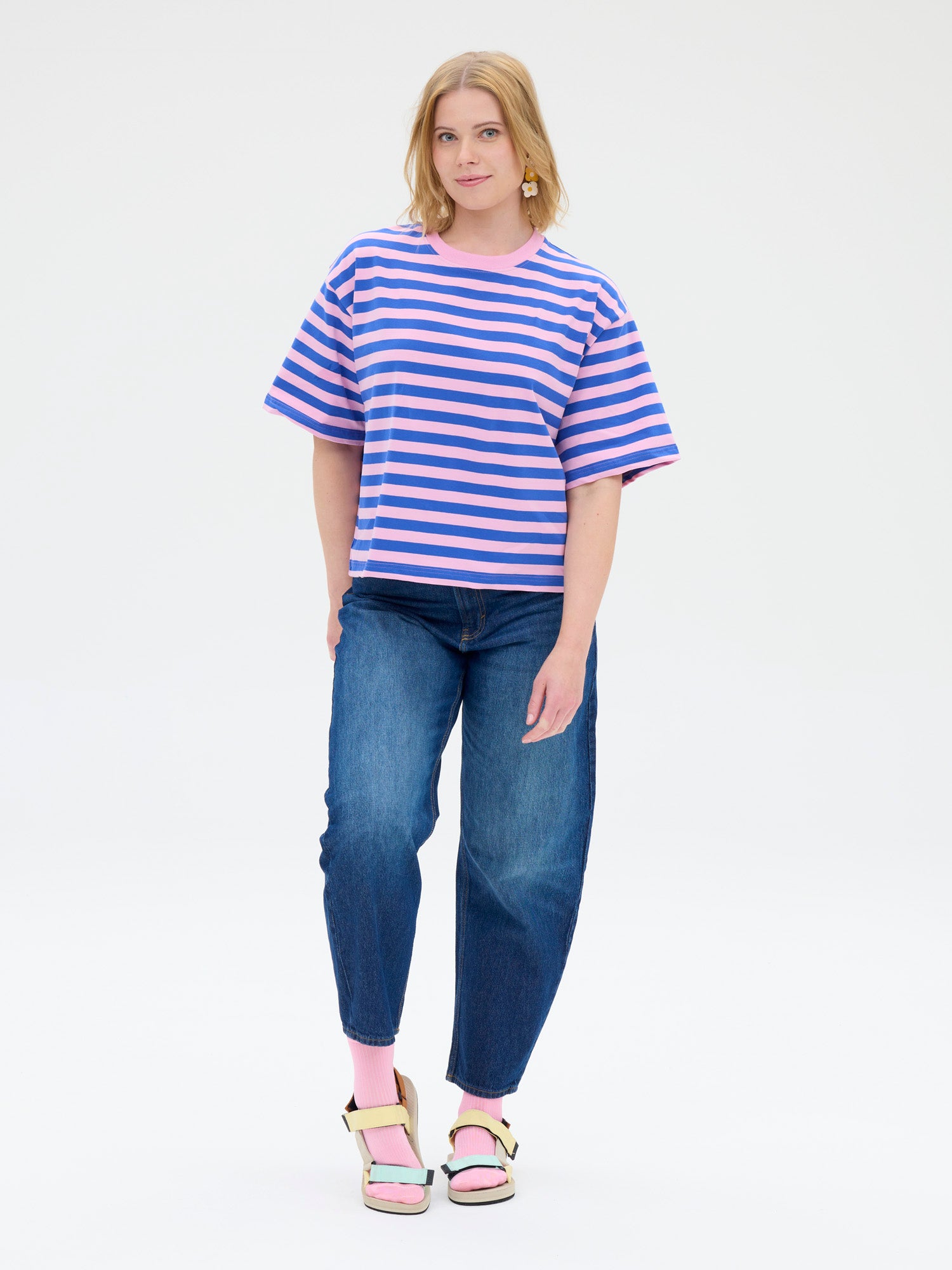 Venice T-shirt Stripe, Pink/Blue