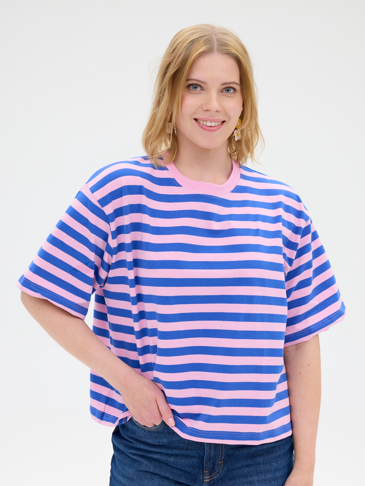 Venice T-shirt Stripe, Pink/Blue
