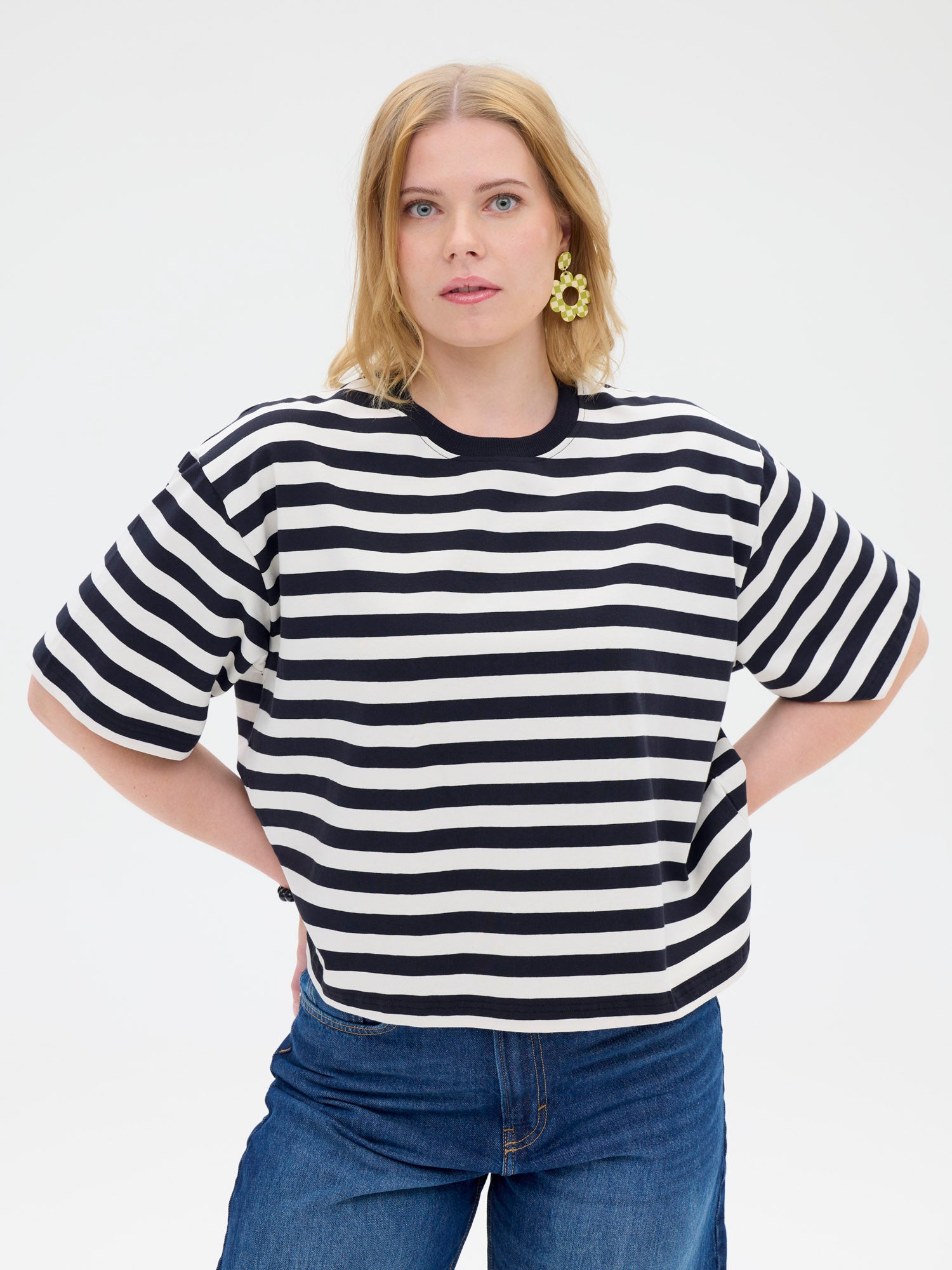 Venice T-shirt Stripe, Black/White