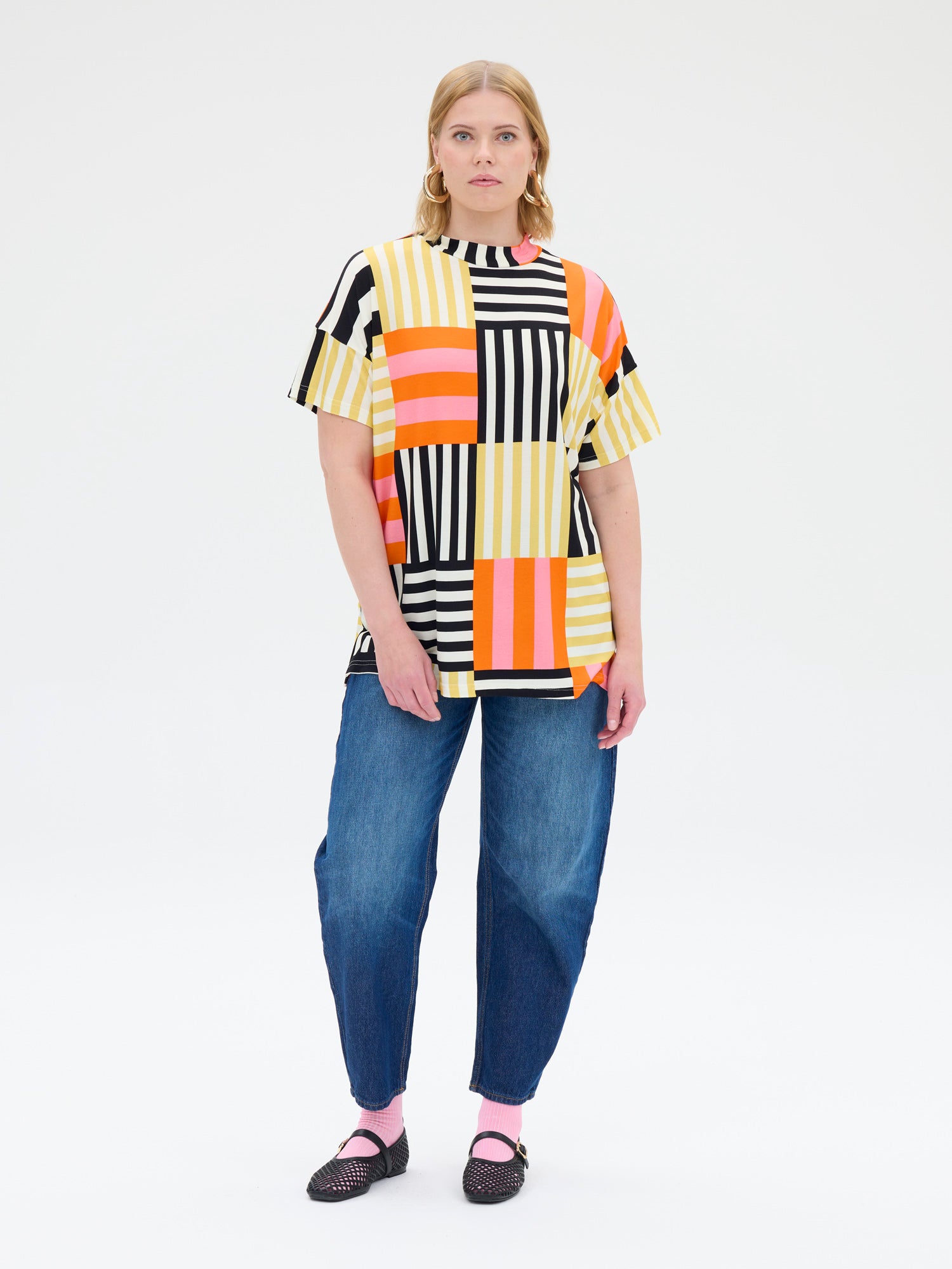 Malla Shirt Patchwork, Orange/Beige