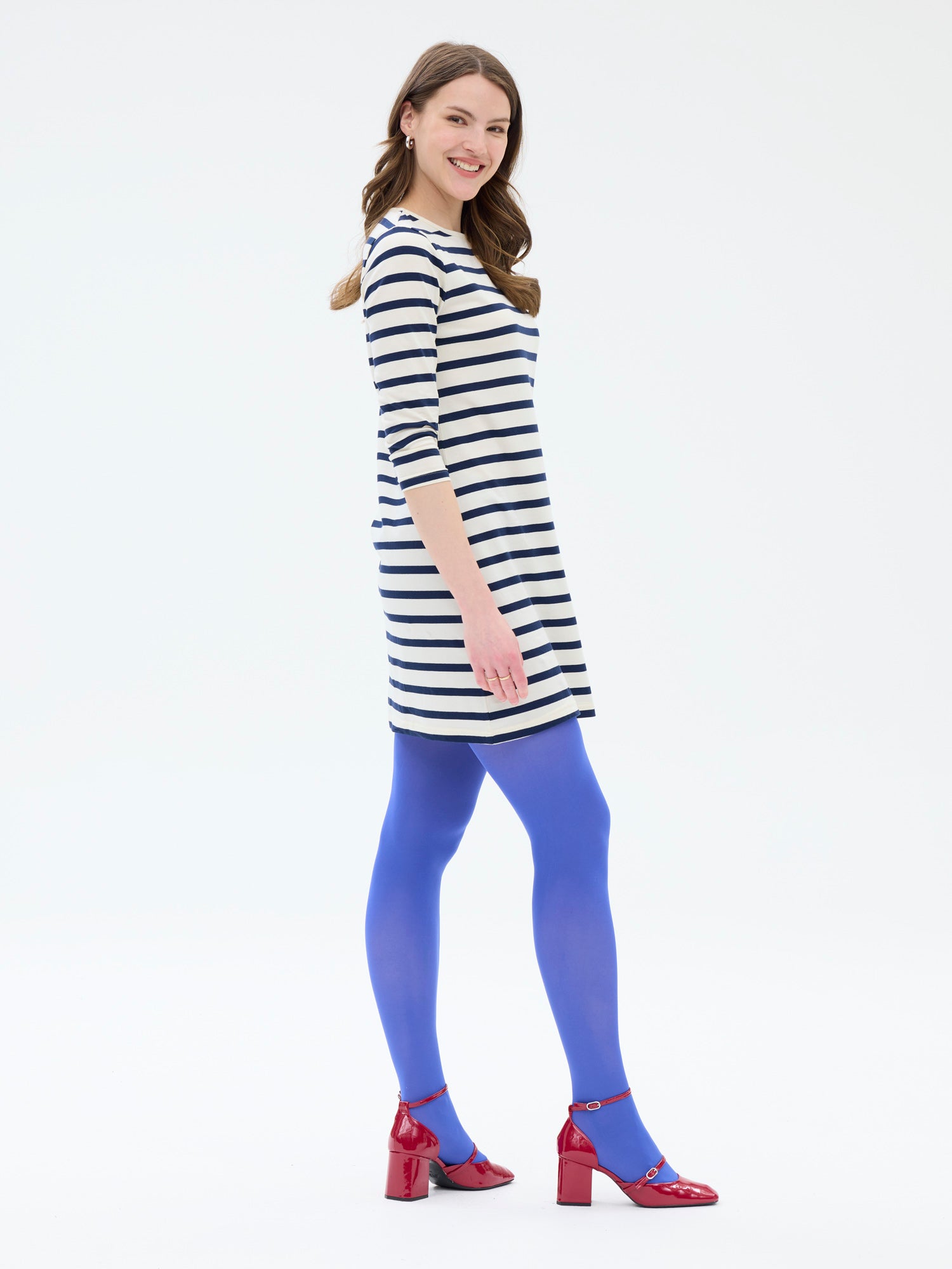 Dilla Dress Stripe, Sand/Blue