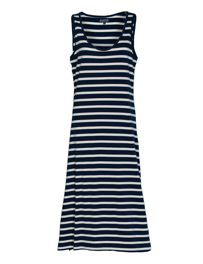 Dina Dress Stripe, Blue/Sand