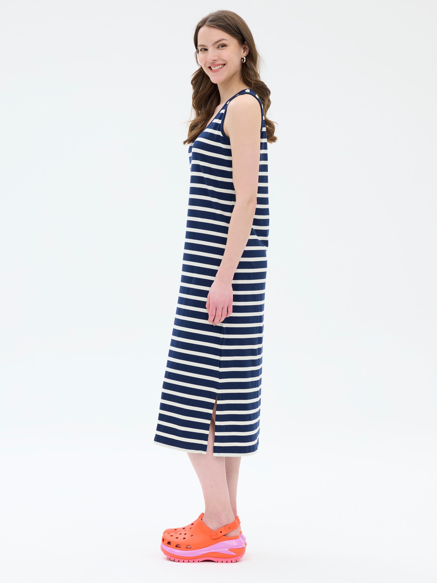 Dina Dress Stripe, Blue/Sand