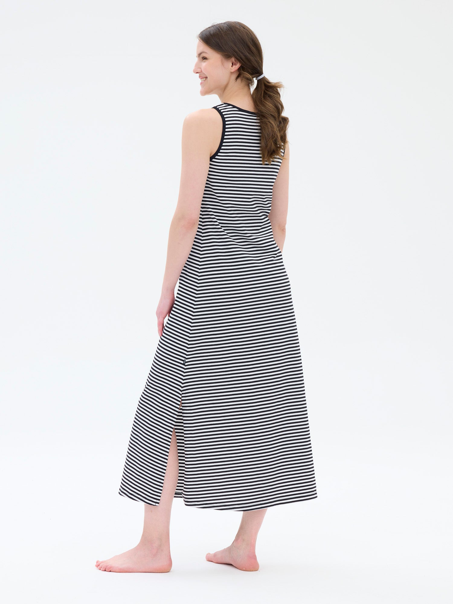 Angelika Yöpaita Vaakaraita, Musta/Valkoinen