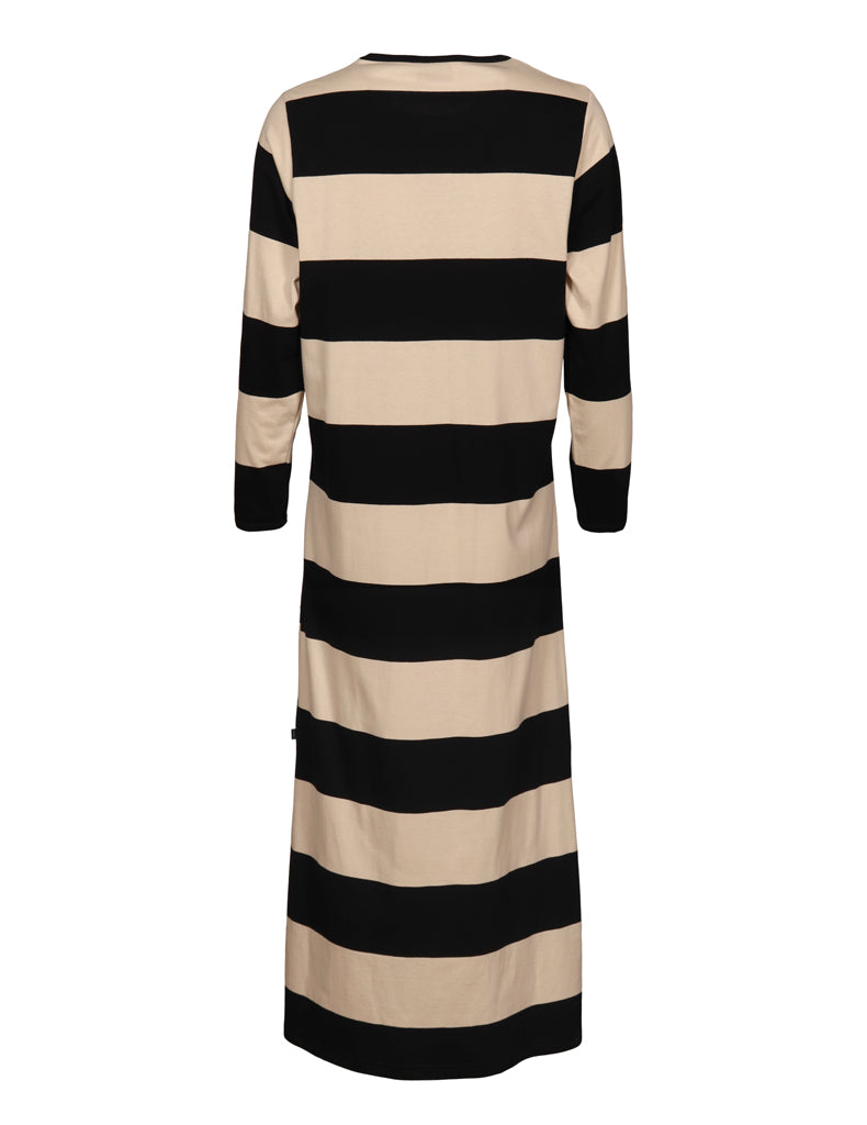 Fanni Yöpaita Leveä Raita, Musta/Beige