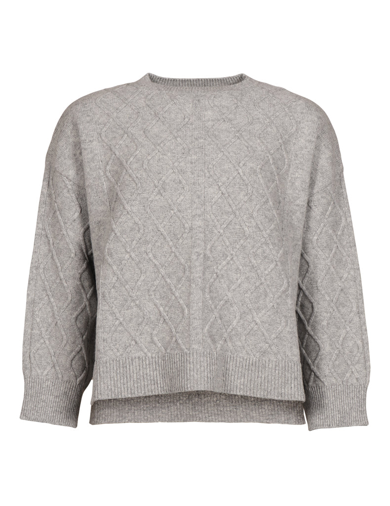 Annikki Sweater Cable Knit, Melange Grey