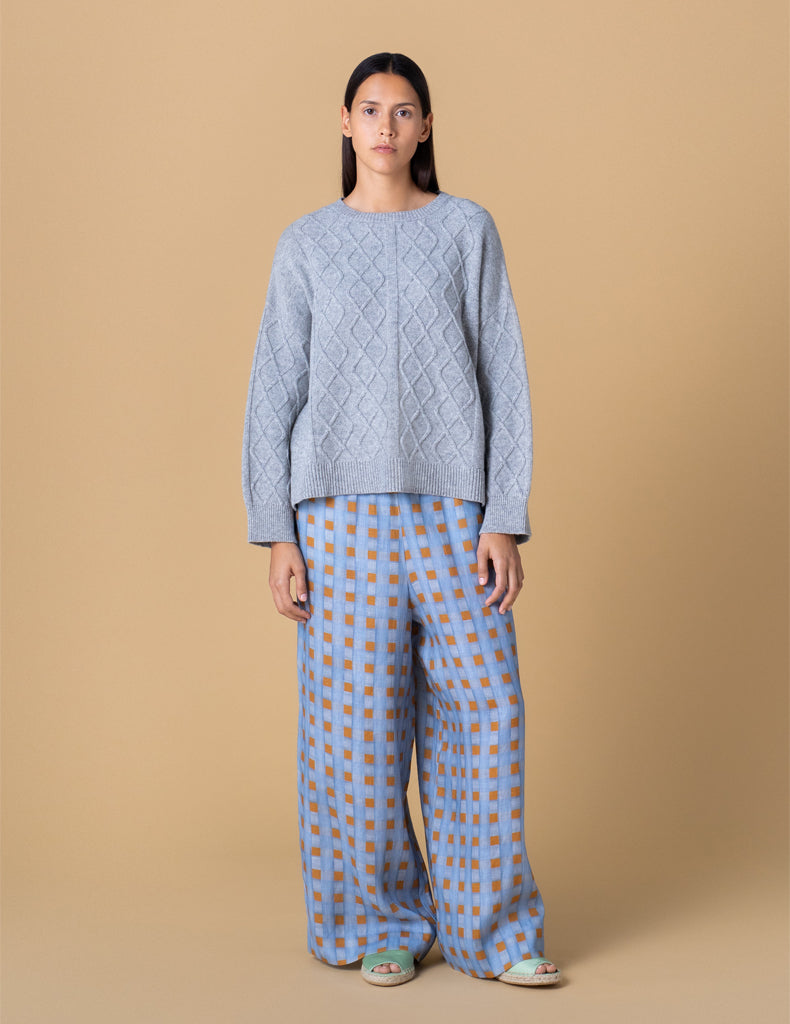 Annikki Sweater Cable Knit, Melange Grey