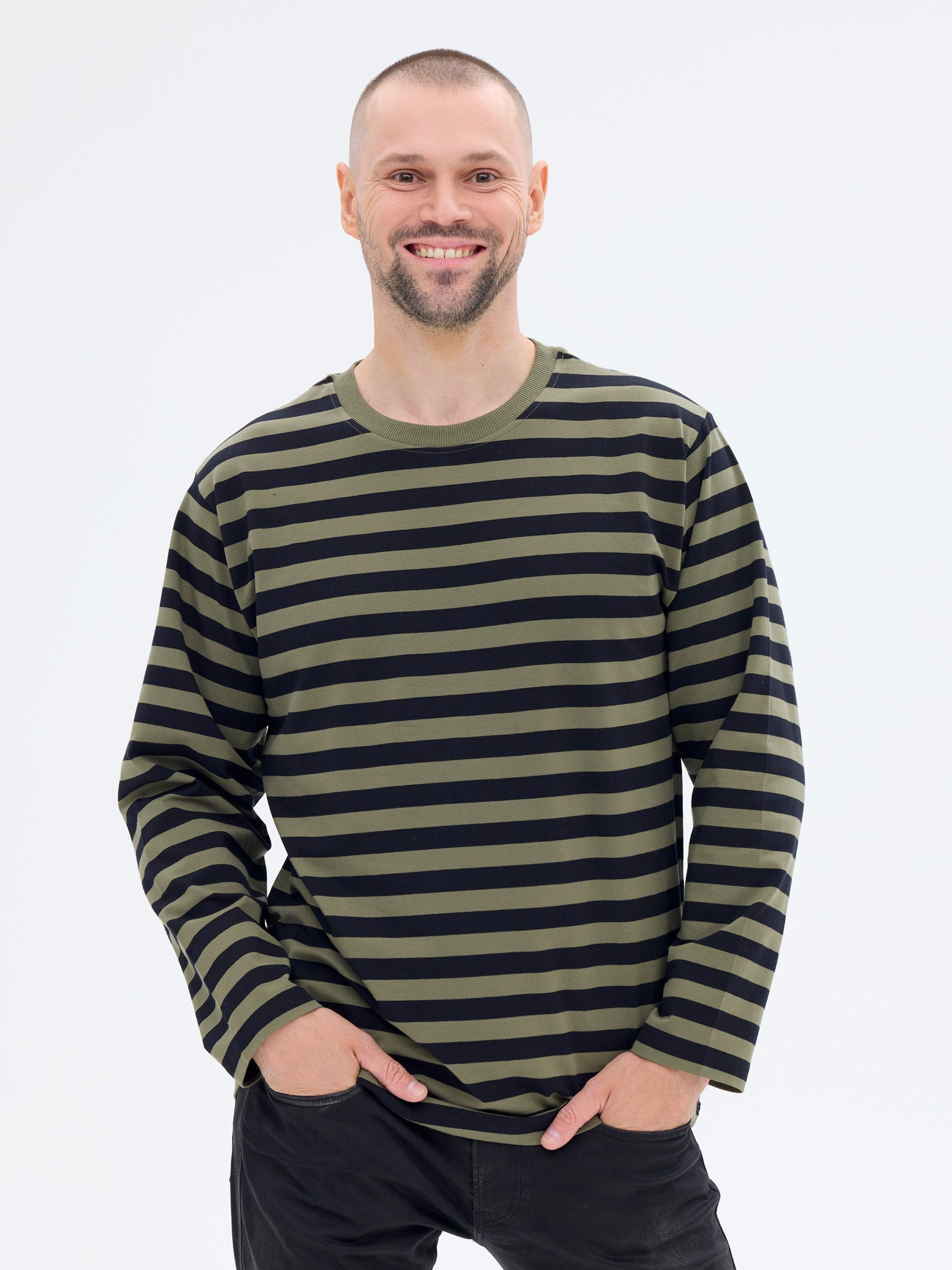Modesto Unisex Striped Shirt, Black/Green