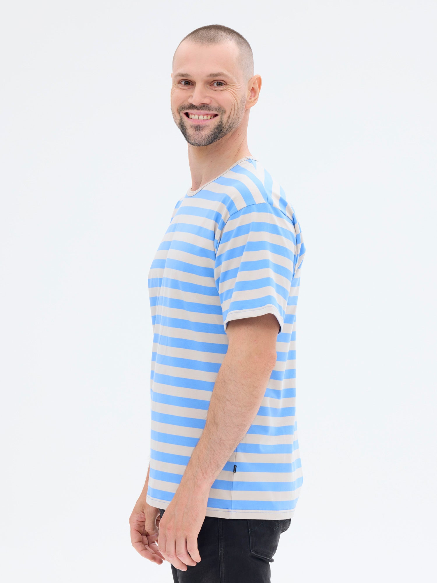 Marko T-paita Raita, Harmaa/Sininen