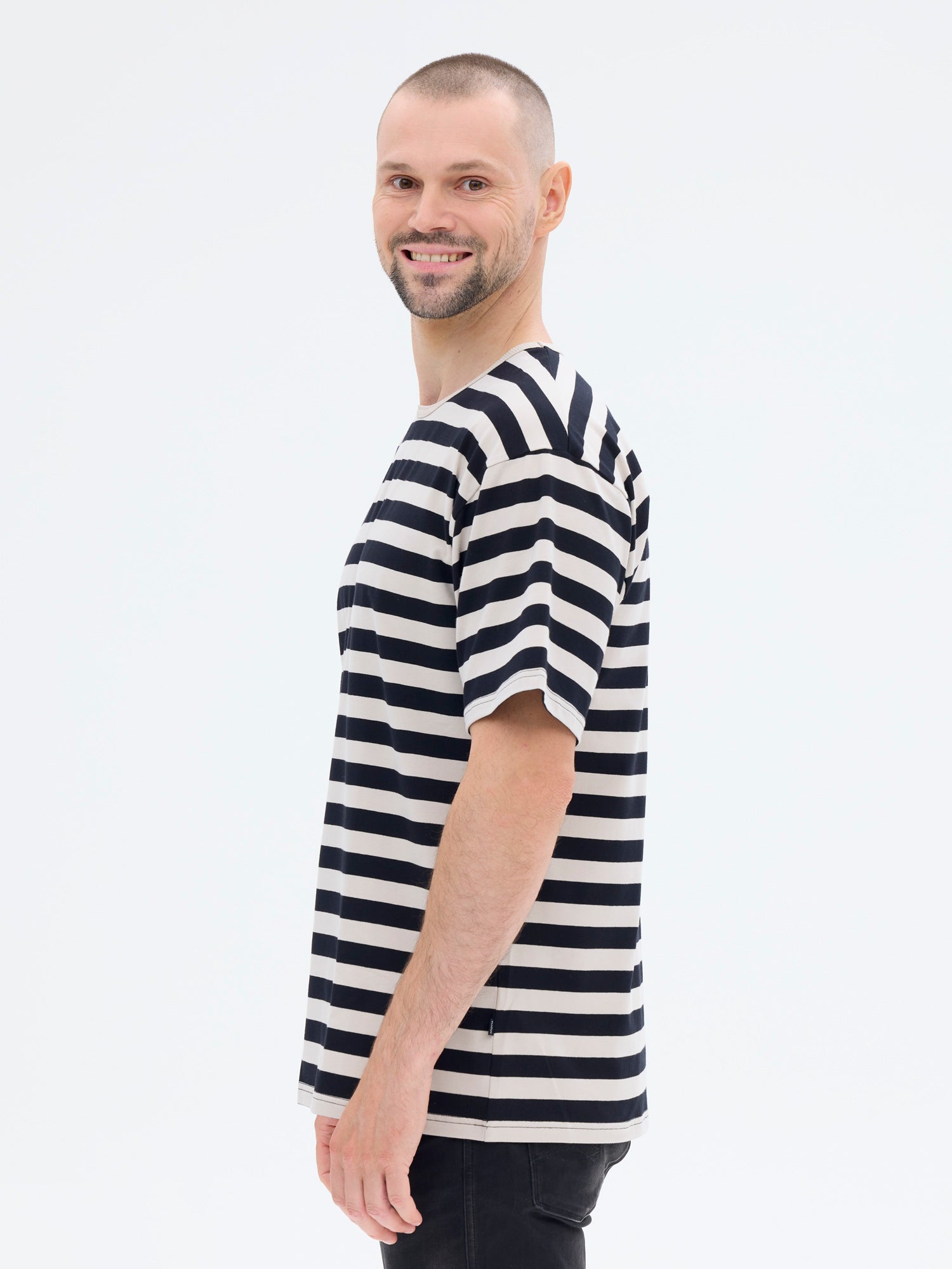 Marko T-paita Raita, Harmaa/Musta