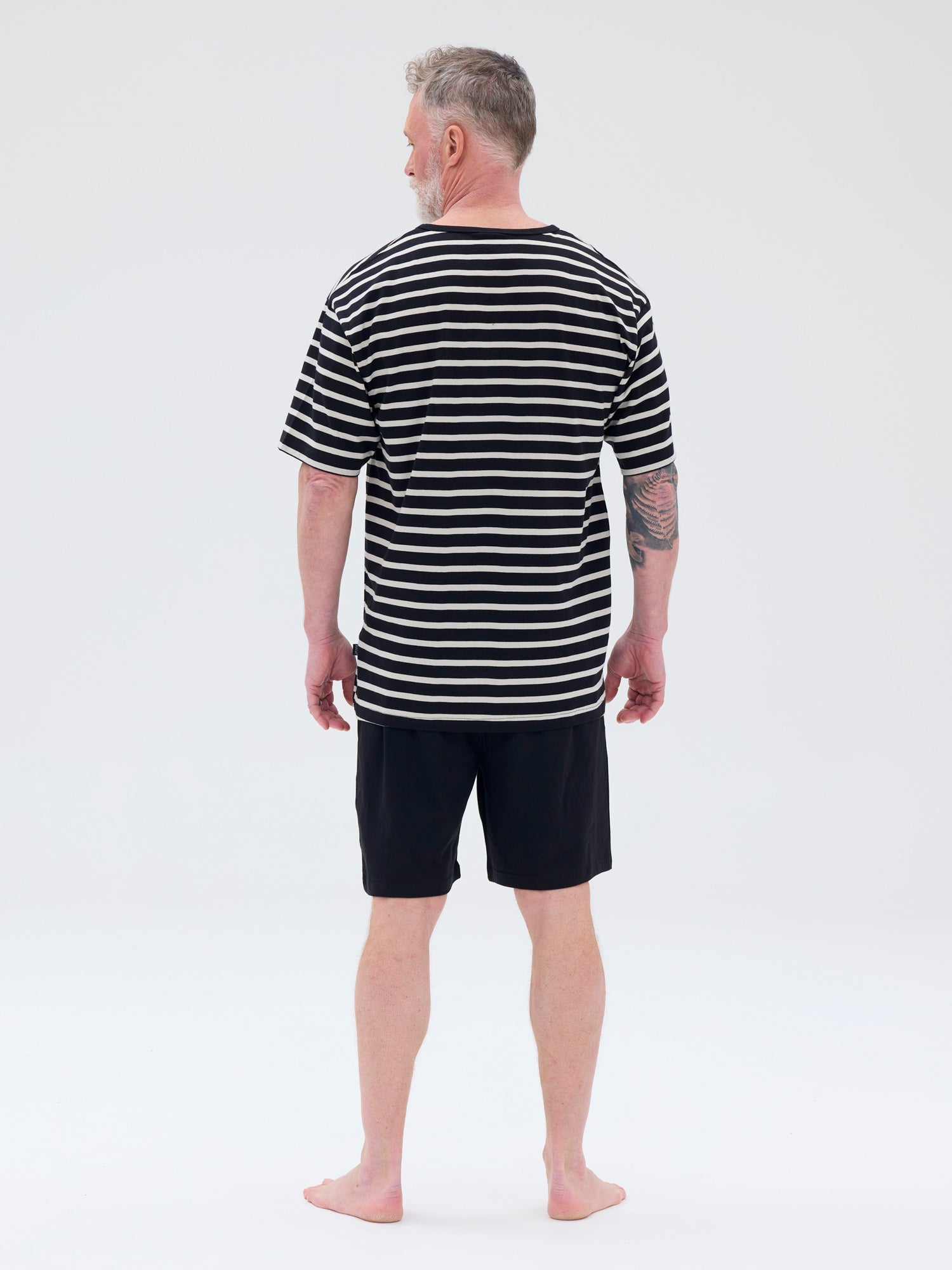 Shorts Pajamas Stripe, Black/Sand