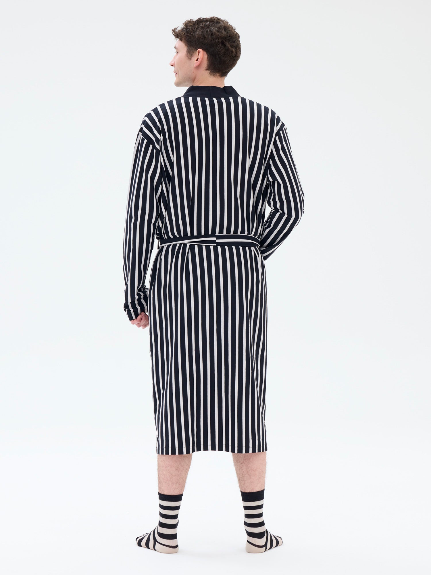 Men's Morning Gown Angelo Striped, Black/Sand