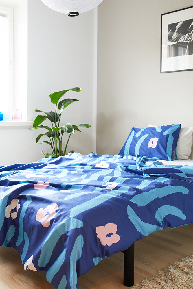 Duvet set 150 x 210 cm and 50 x 60 cm Niitty, Blue