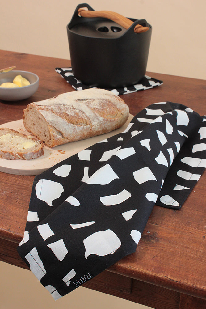 Keittiöpyyhe Block, Musta/Valkoinen
