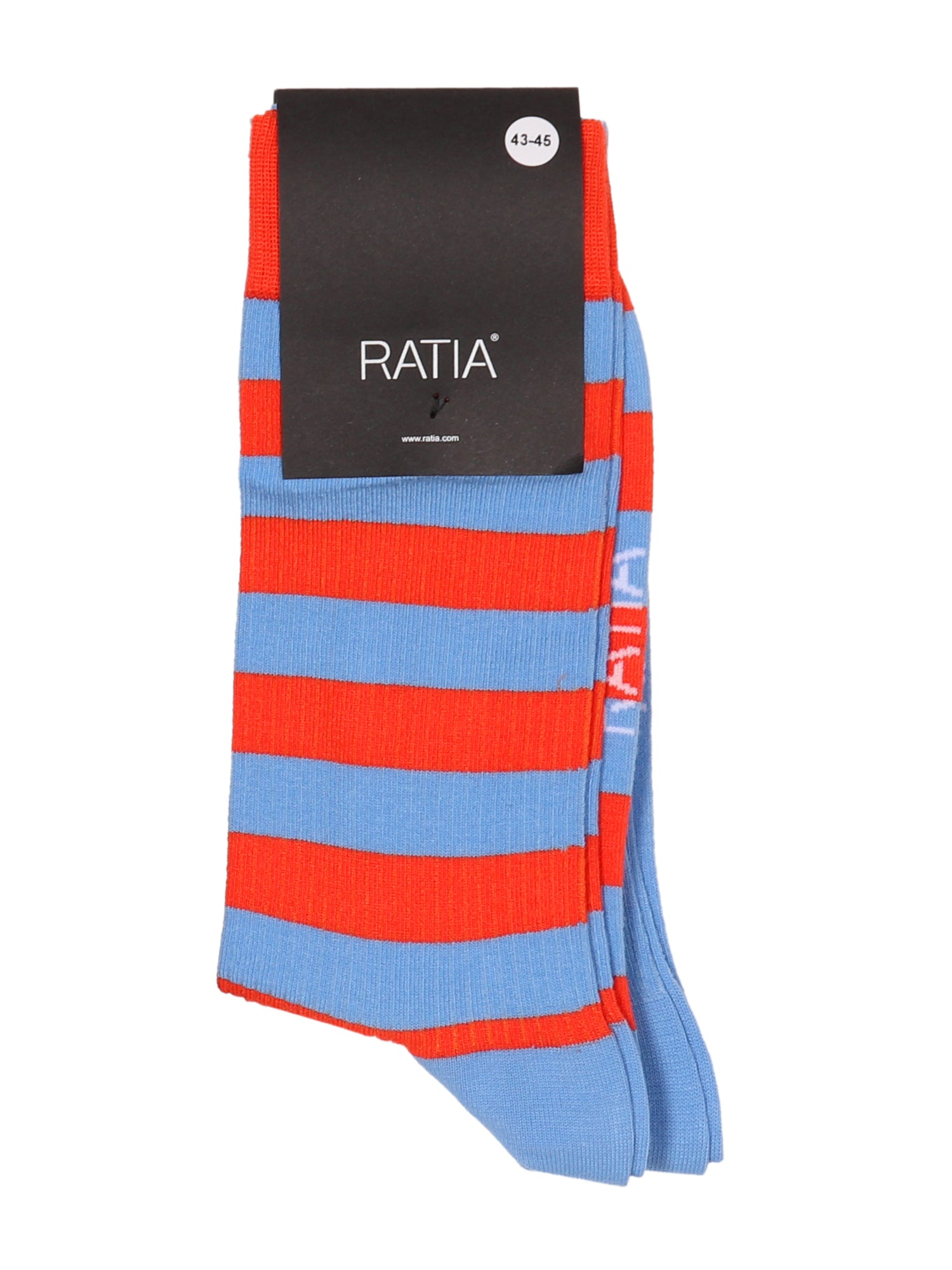 Adult Socks 2 Pairs Stripe, Blue/Orange