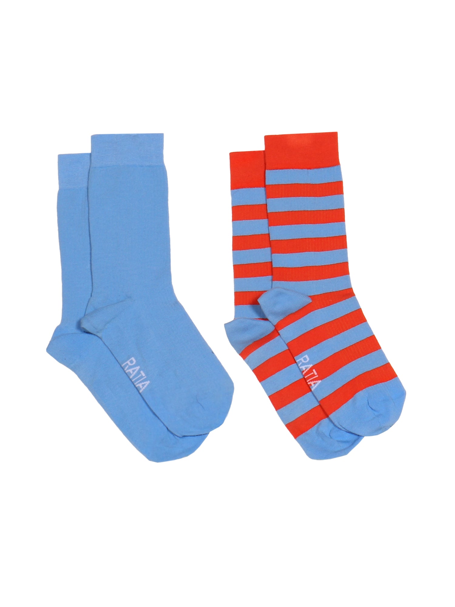 Adult Socks 2 Pairs Stripe, Blue/Orange