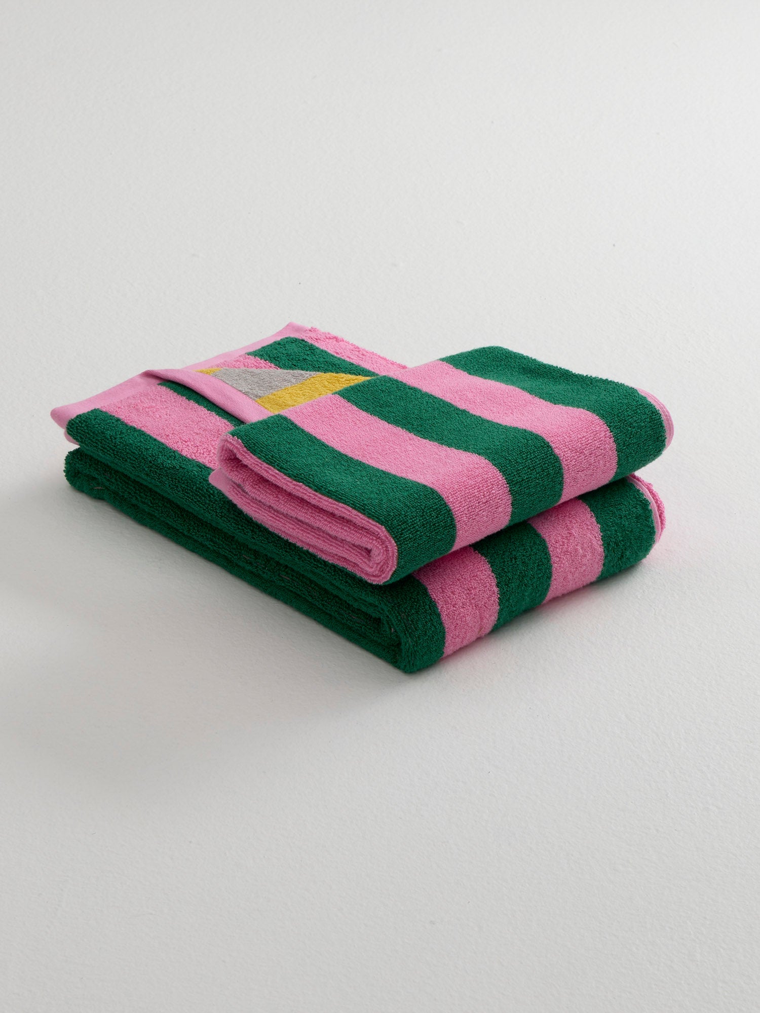 Hand Towel Double-Sided Stripe, Green/Pink/Yellow