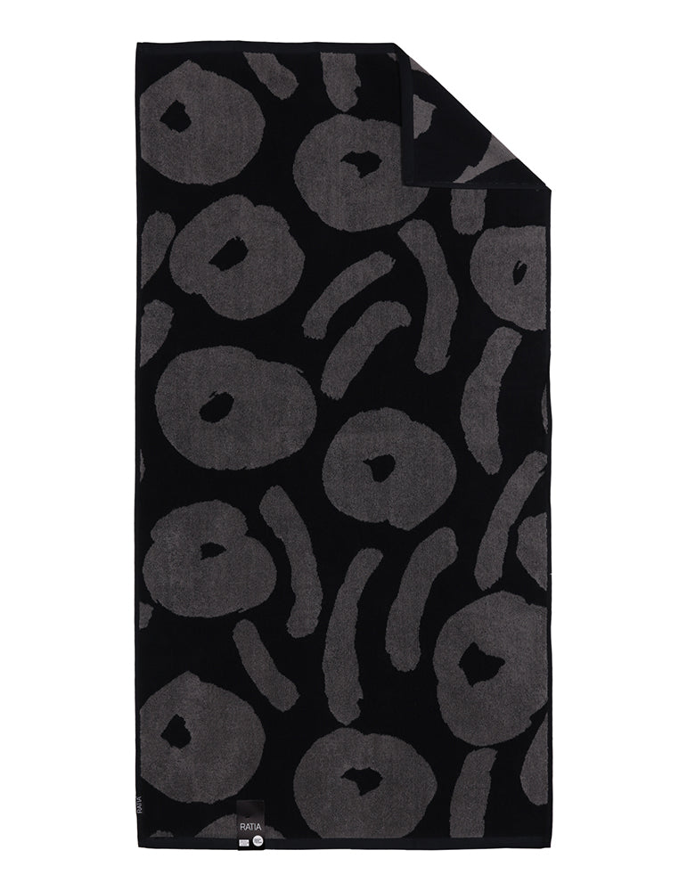 Bath Towel Nuppunen, Black/Grey