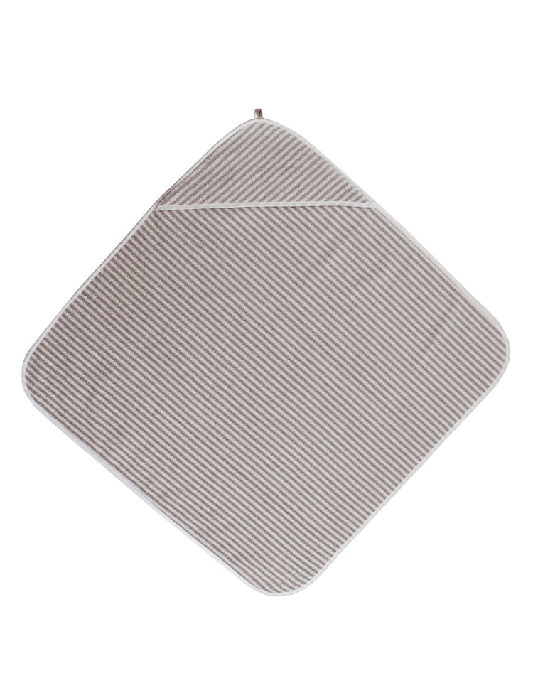 Baby's Hooded Towel Stripe, Grey/White