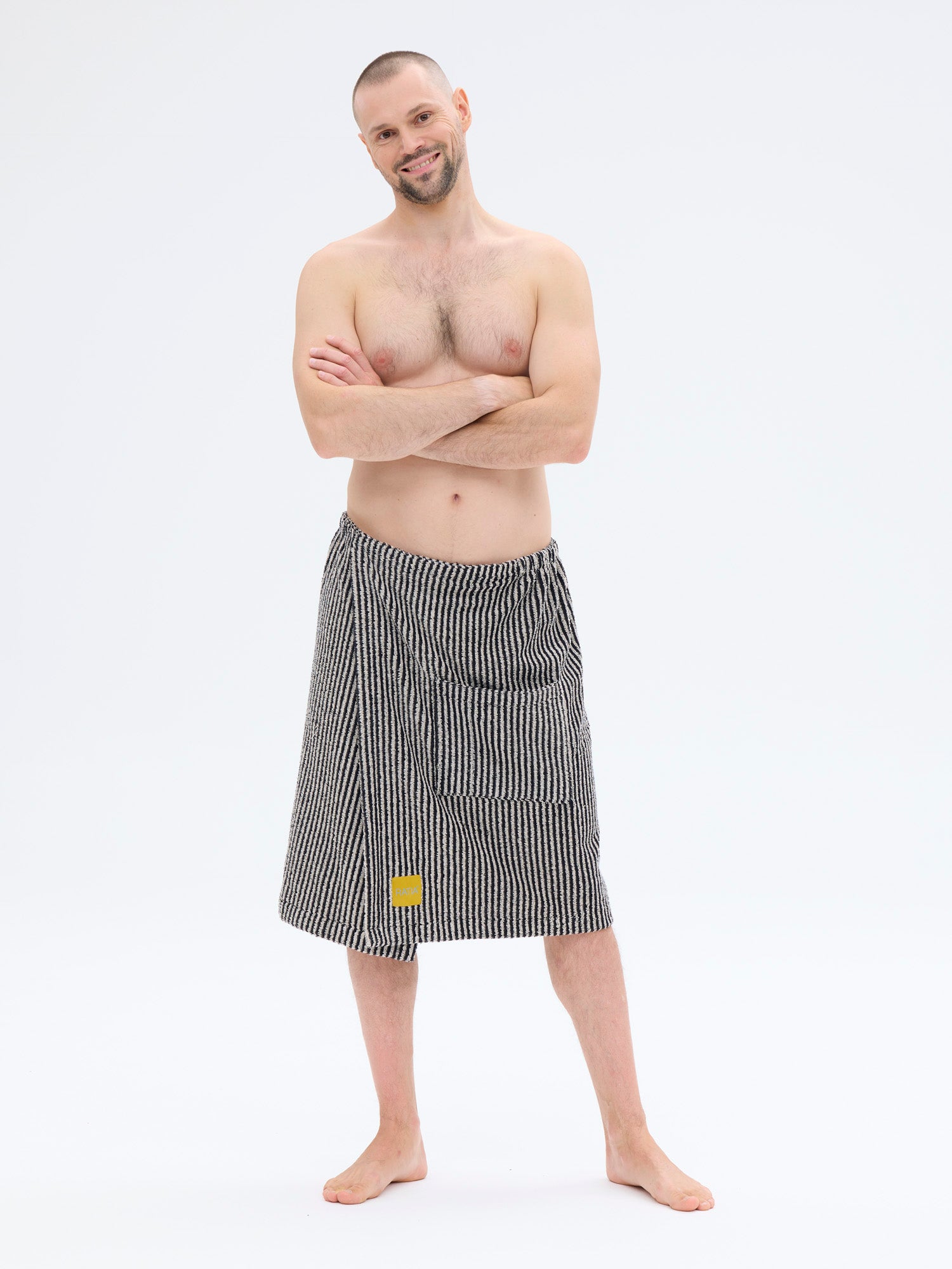 Men's Saunakilt Stripe, Black/Sand