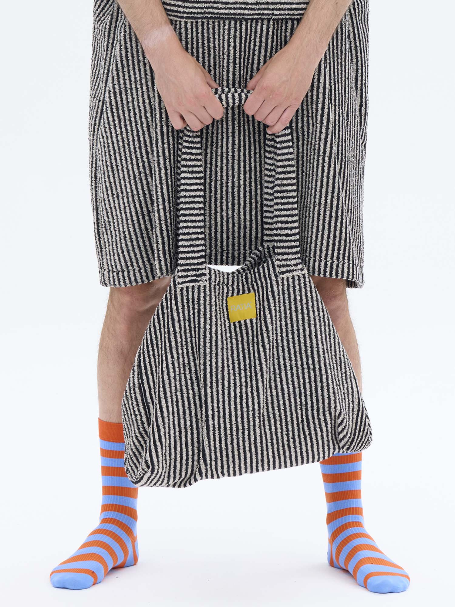 Weekend Bag Terry Stripe, Black/Sand