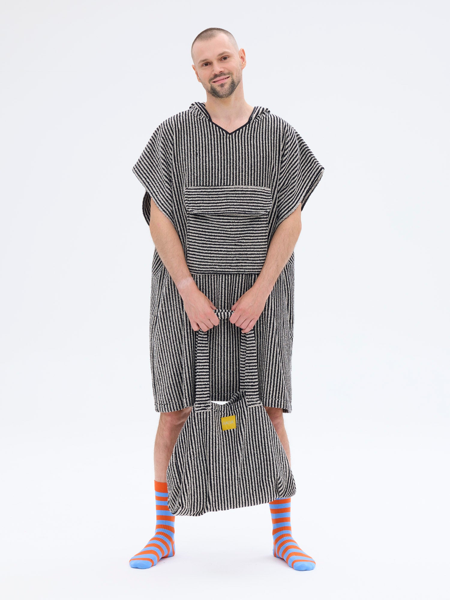 Weekend Bag Terry Stripe, Black/Sand