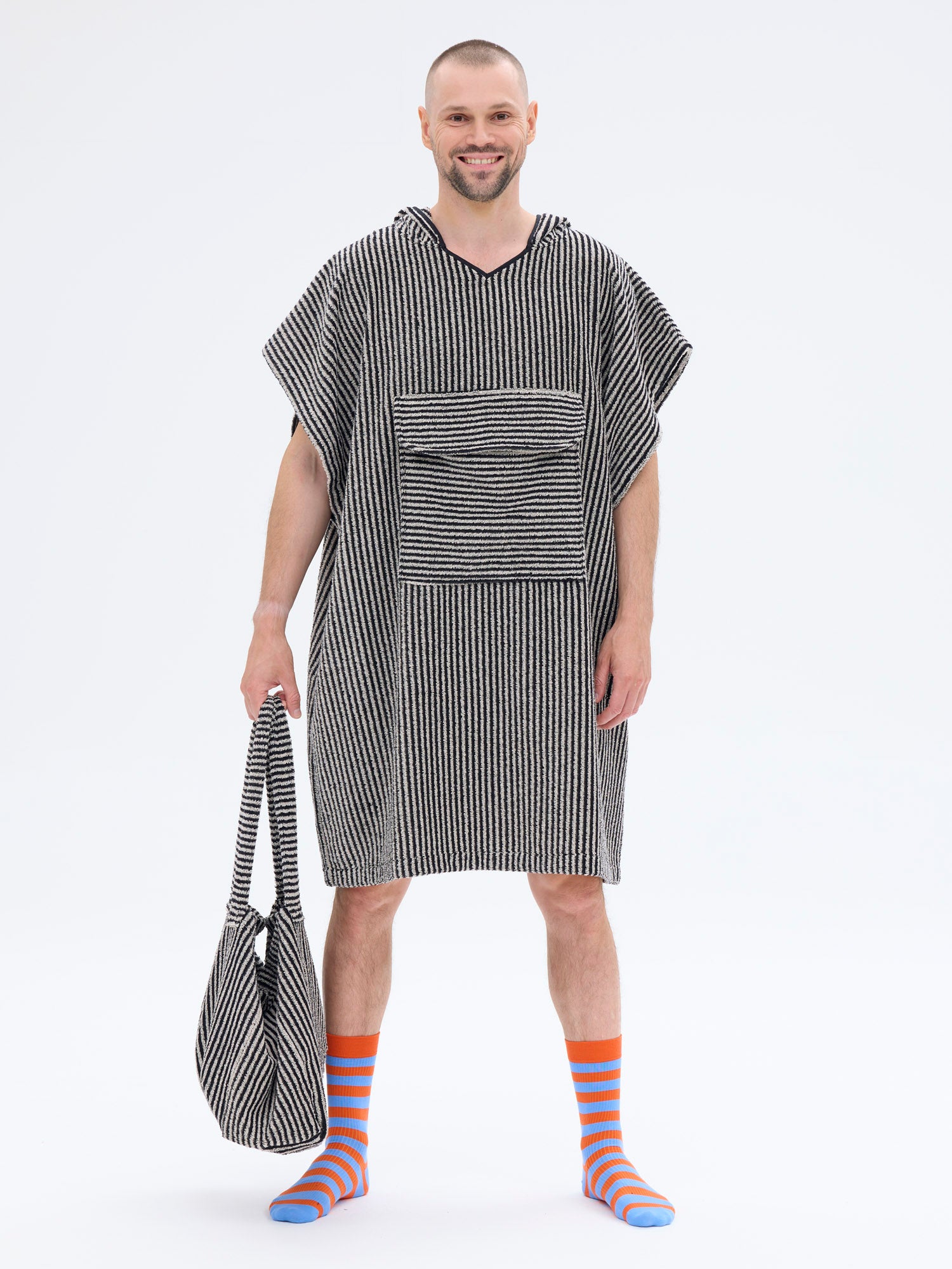 Weekend Bag Terry Stripe, Black/Sand
