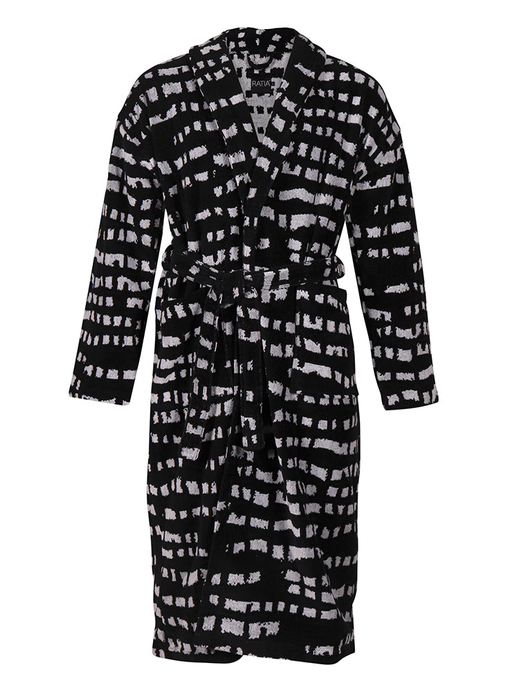Men's Bathrobe City Lights, Black/White