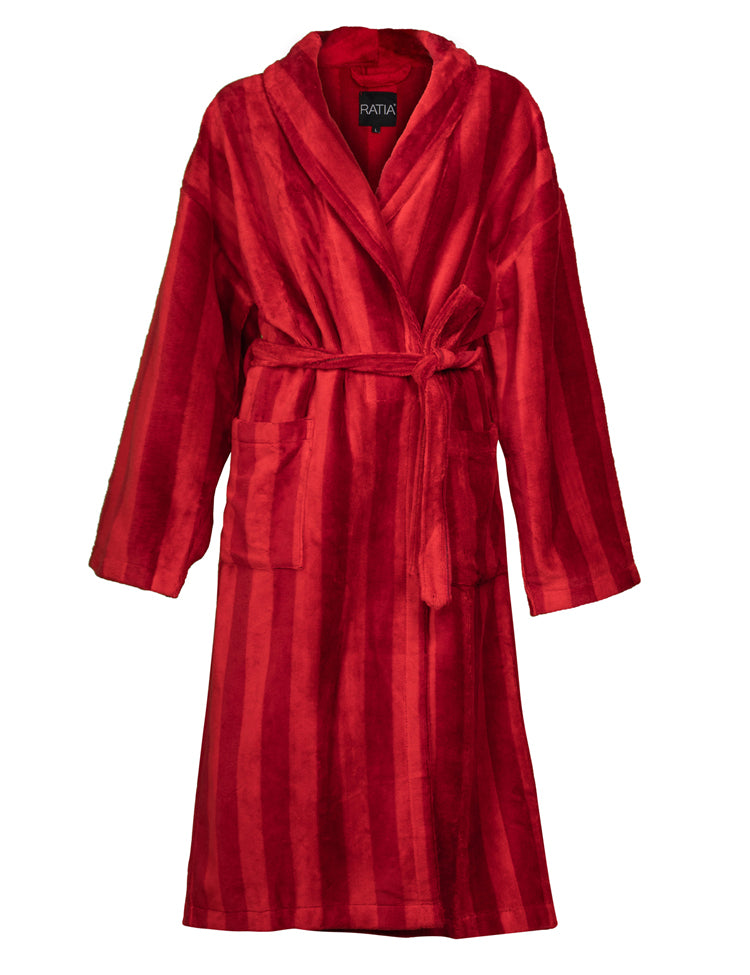Unisex Bathrobe Stripe, Red
