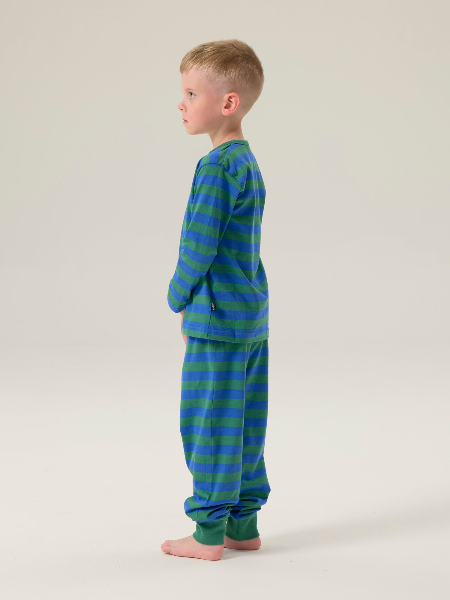 Lasten Bertti Pyjama Raita, Sininen/Vihreä