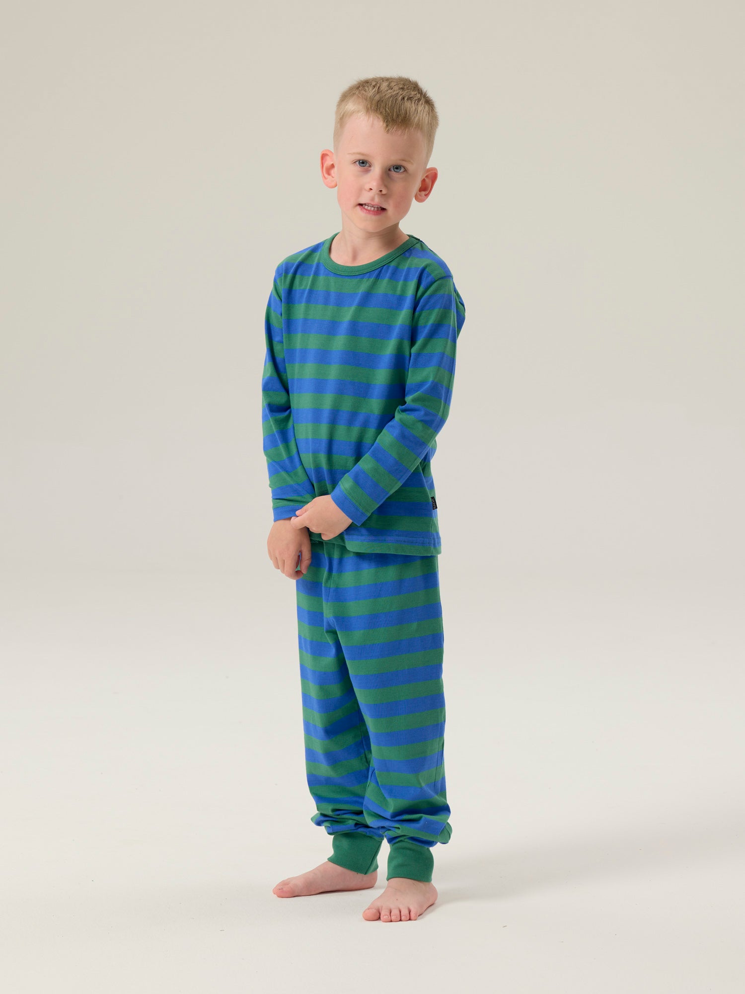 Lasten Bertti Pyjama Raita, Sininen/Vihreä