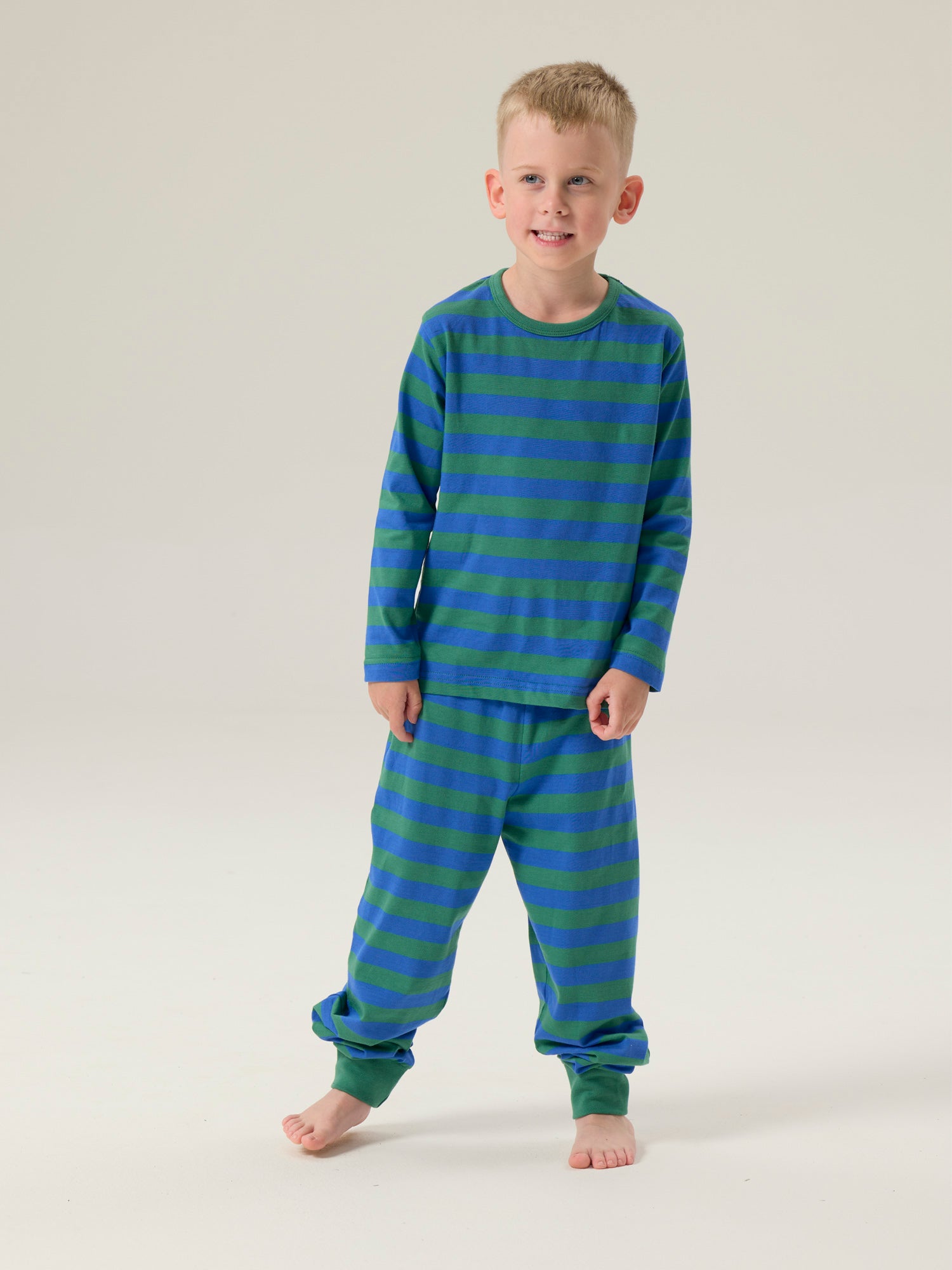 Lasten Bertti Pyjama Raita, Sininen/Vihreä