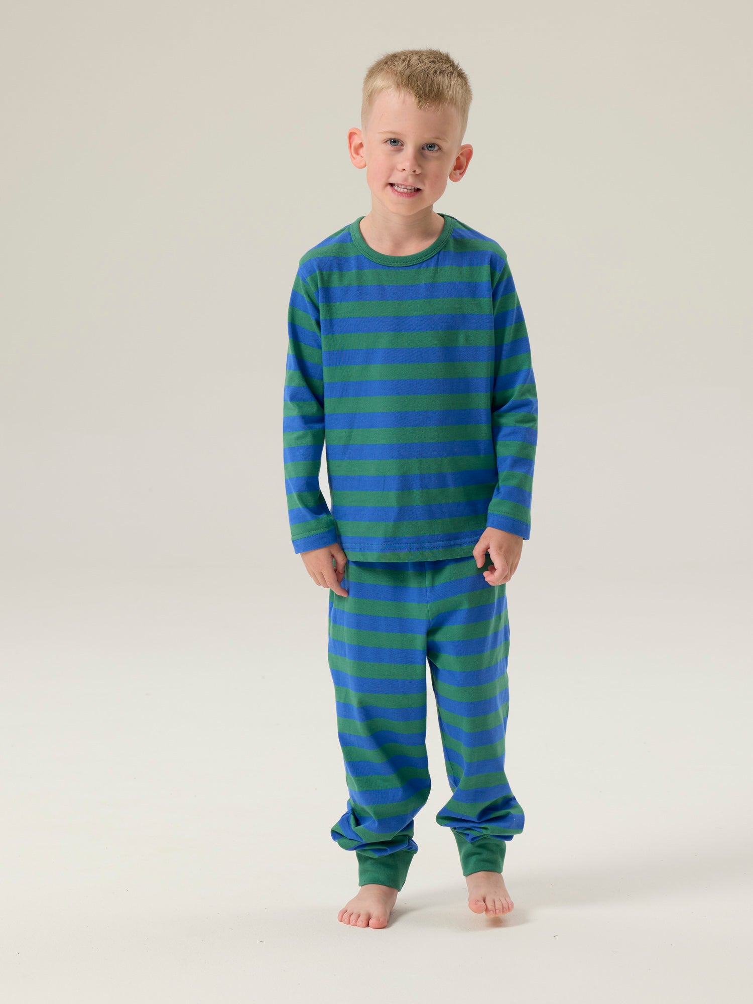 Lasten Bertti Pyjama Raita, Sininen/Vihreä