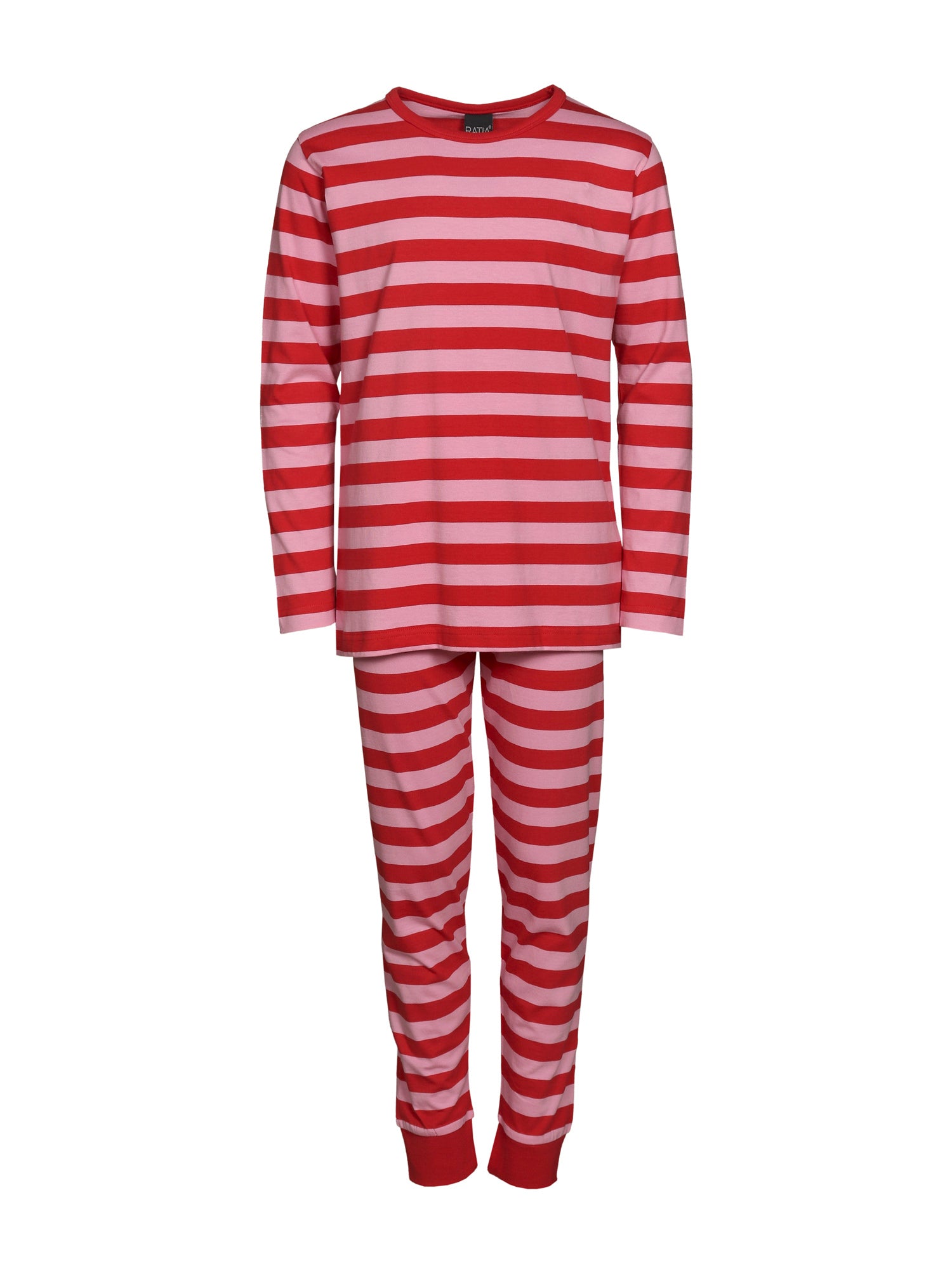 Children's Bertti Pyjamas Stripe, Red/Pink