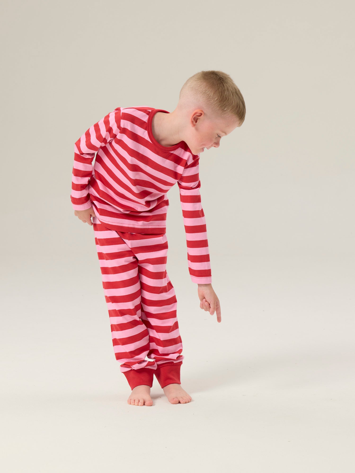 Lasten Bertti Pyjama Raita, Punainen/Pinkki