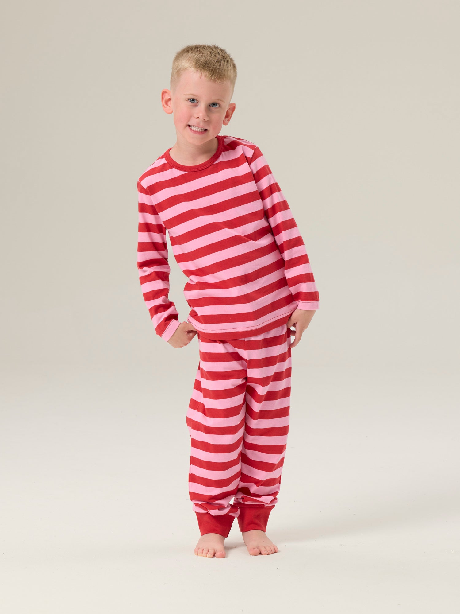 Lasten Bertti Pyjama Raita, Punainen/Pinkki