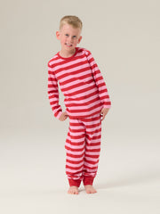 Lasten Bertti Pyjama Raita, Punainen/Pinkki