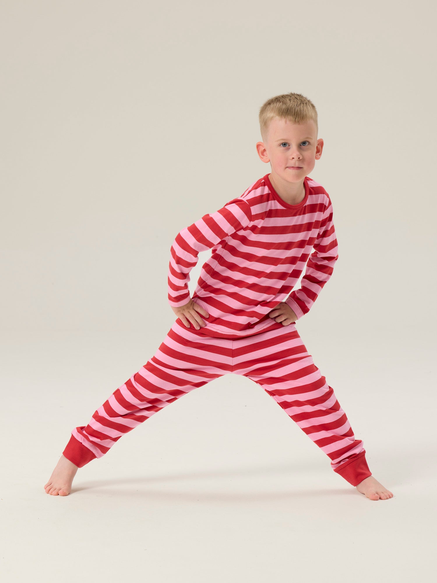 Lasten Bertti Pyjama Raita, Punainen/Pinkki