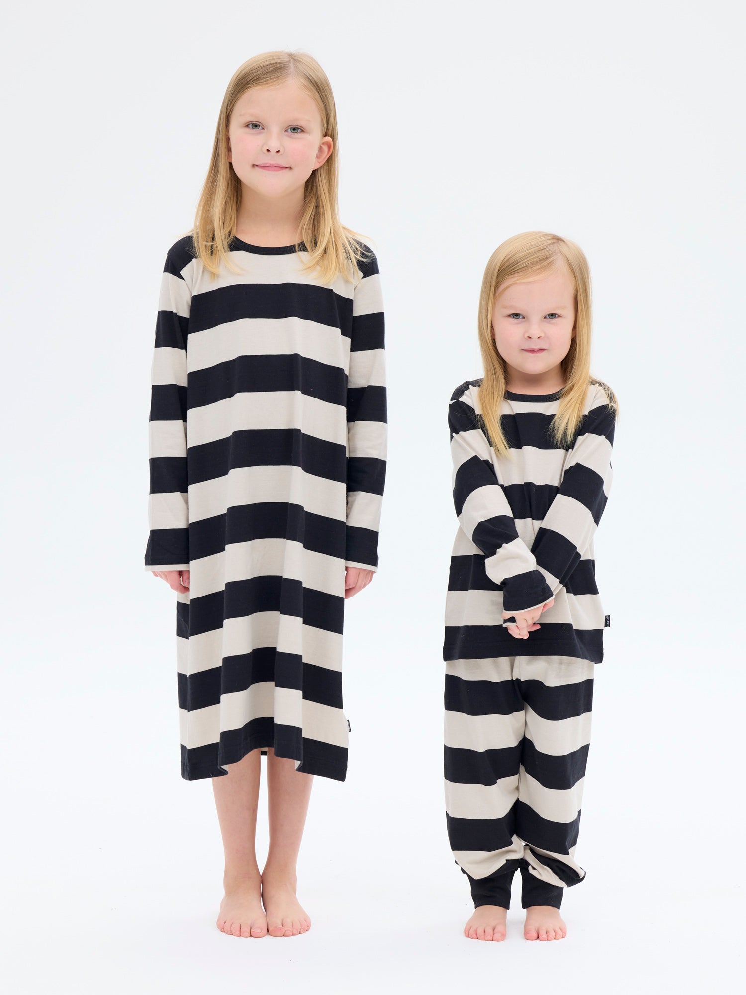 Children's Nella Nightgown Stripe, Black/Sand