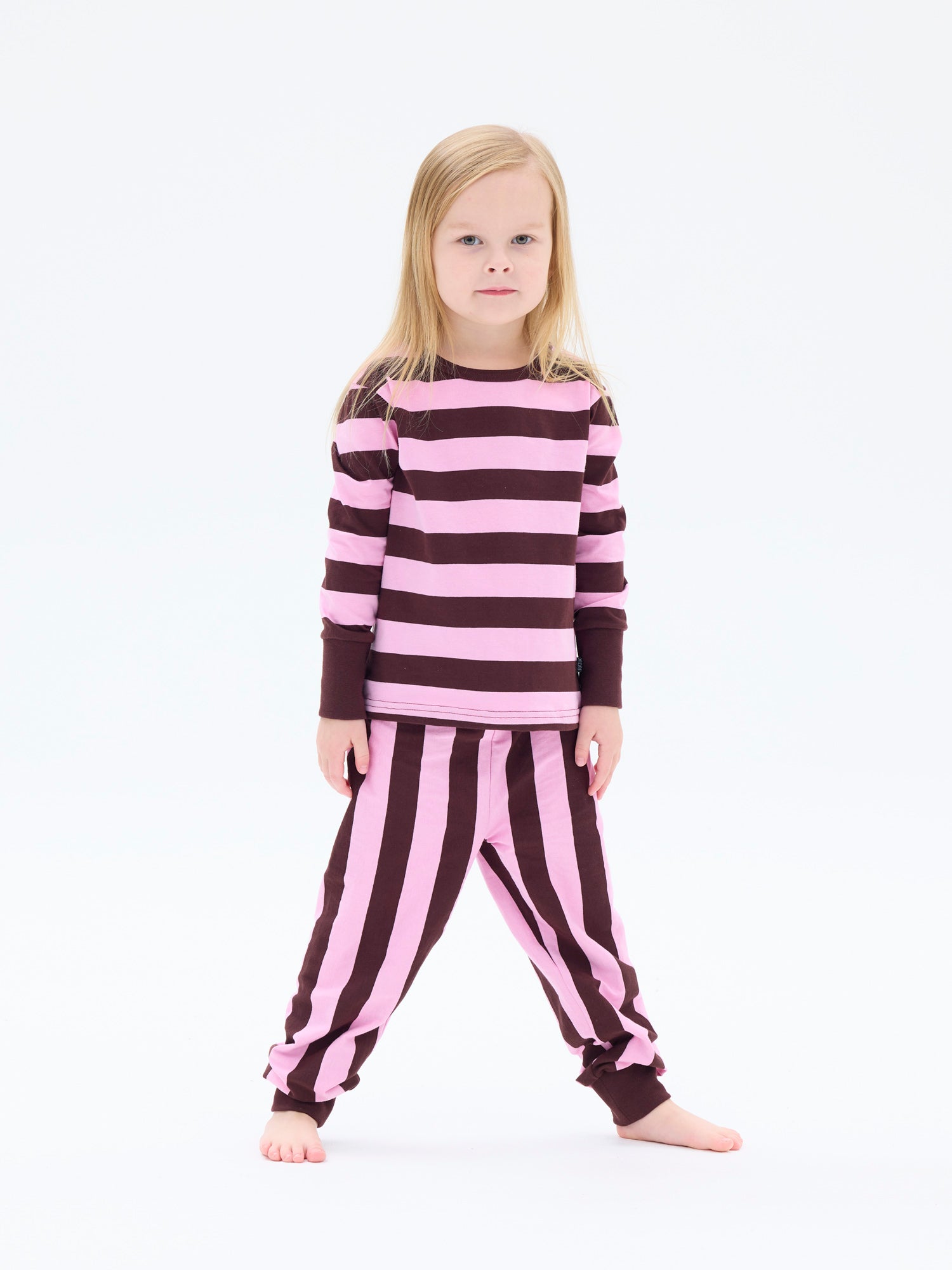 Lasten Pyjama Raita, Pinkki/Viininpunainen
