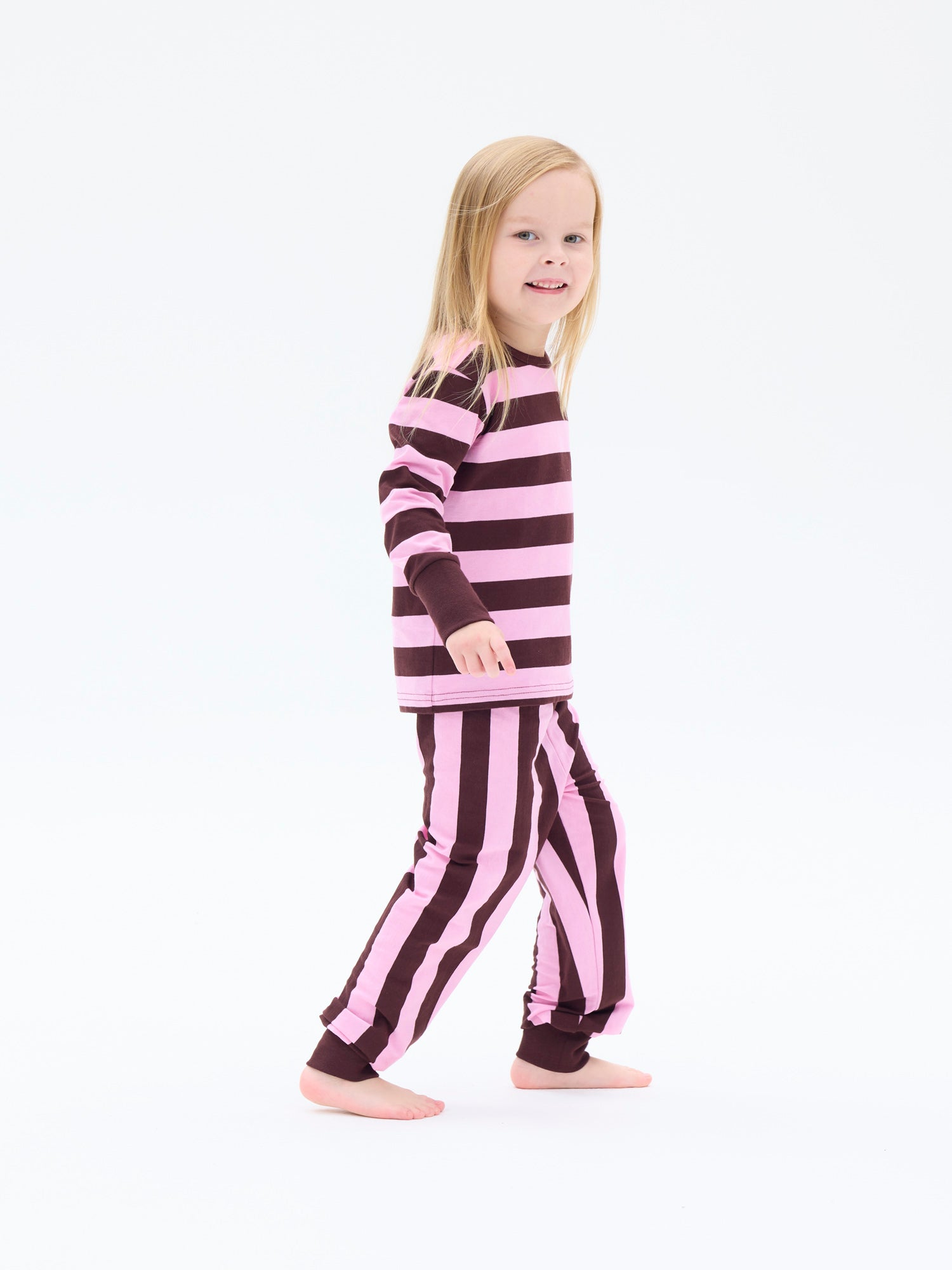Lasten Pyjama Raita, Pinkki/Viininpunainen