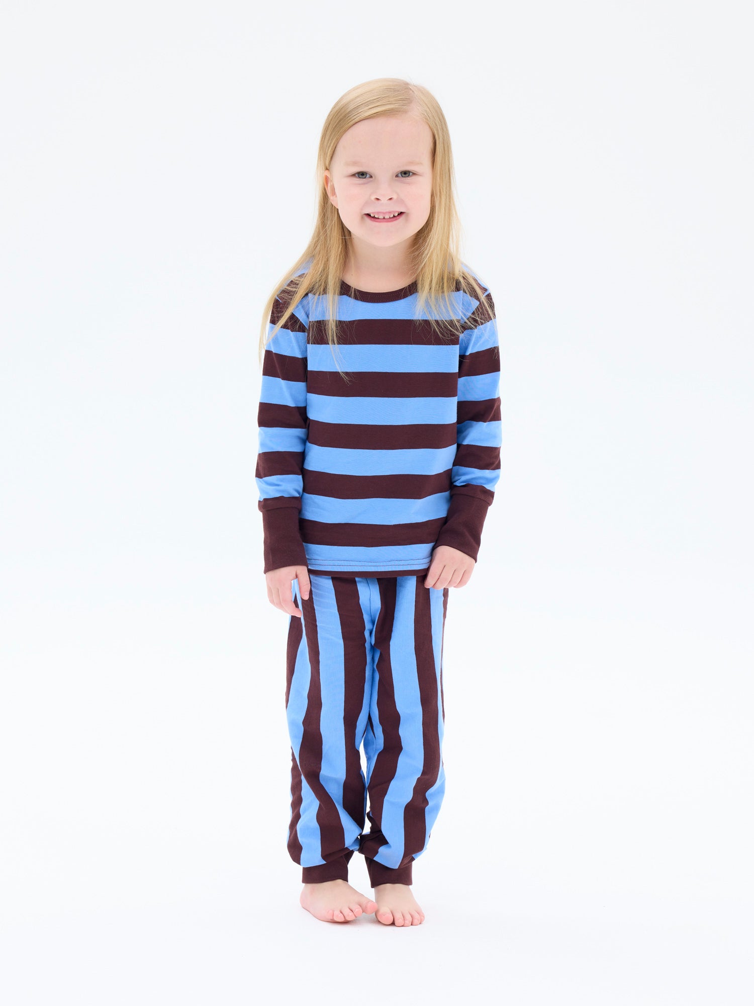 Lasten Pyjama Raita, Sininen/Viininpunainen