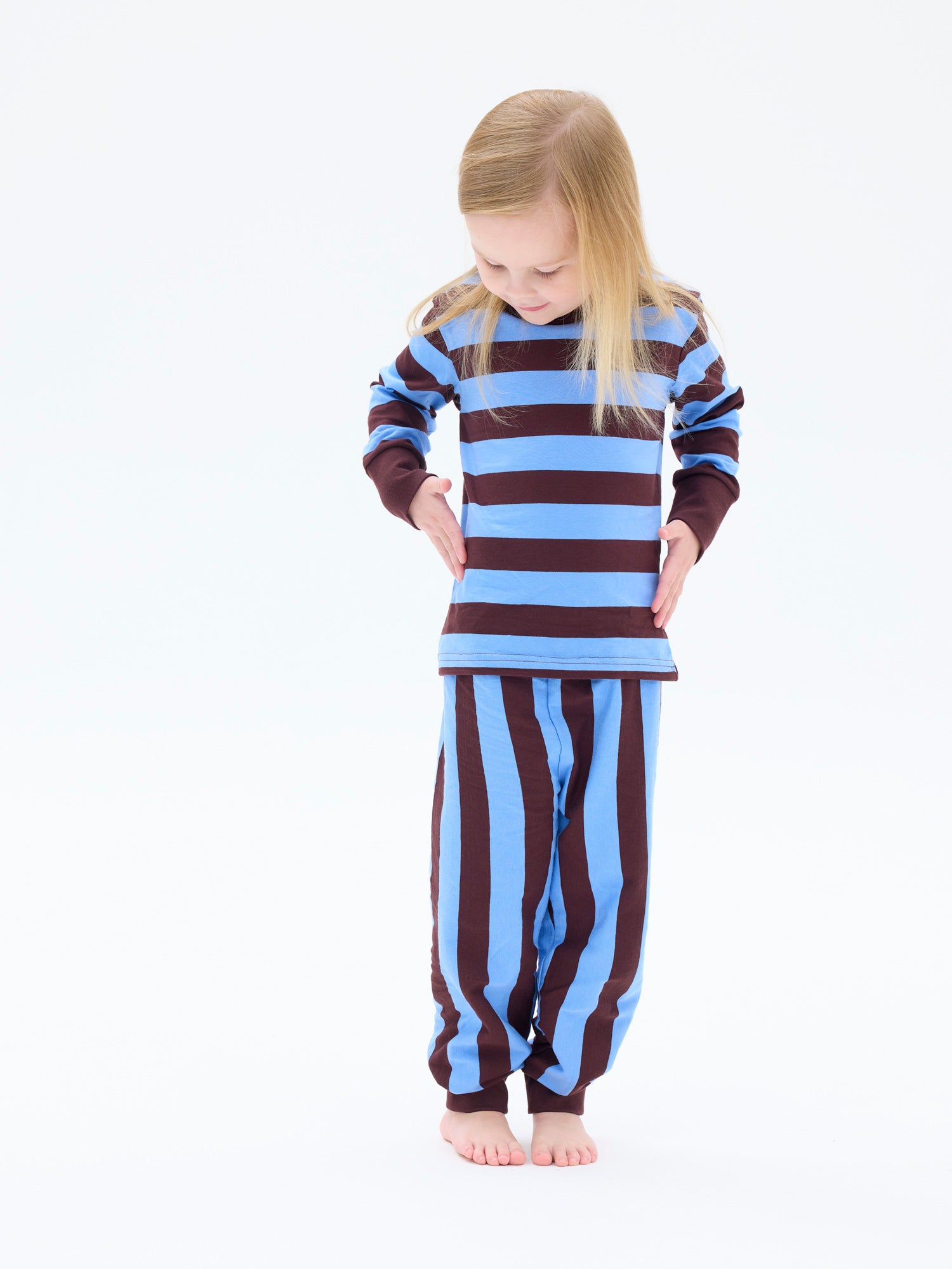 Lasten Pyjama Raita, Sininen/Viininpunainen