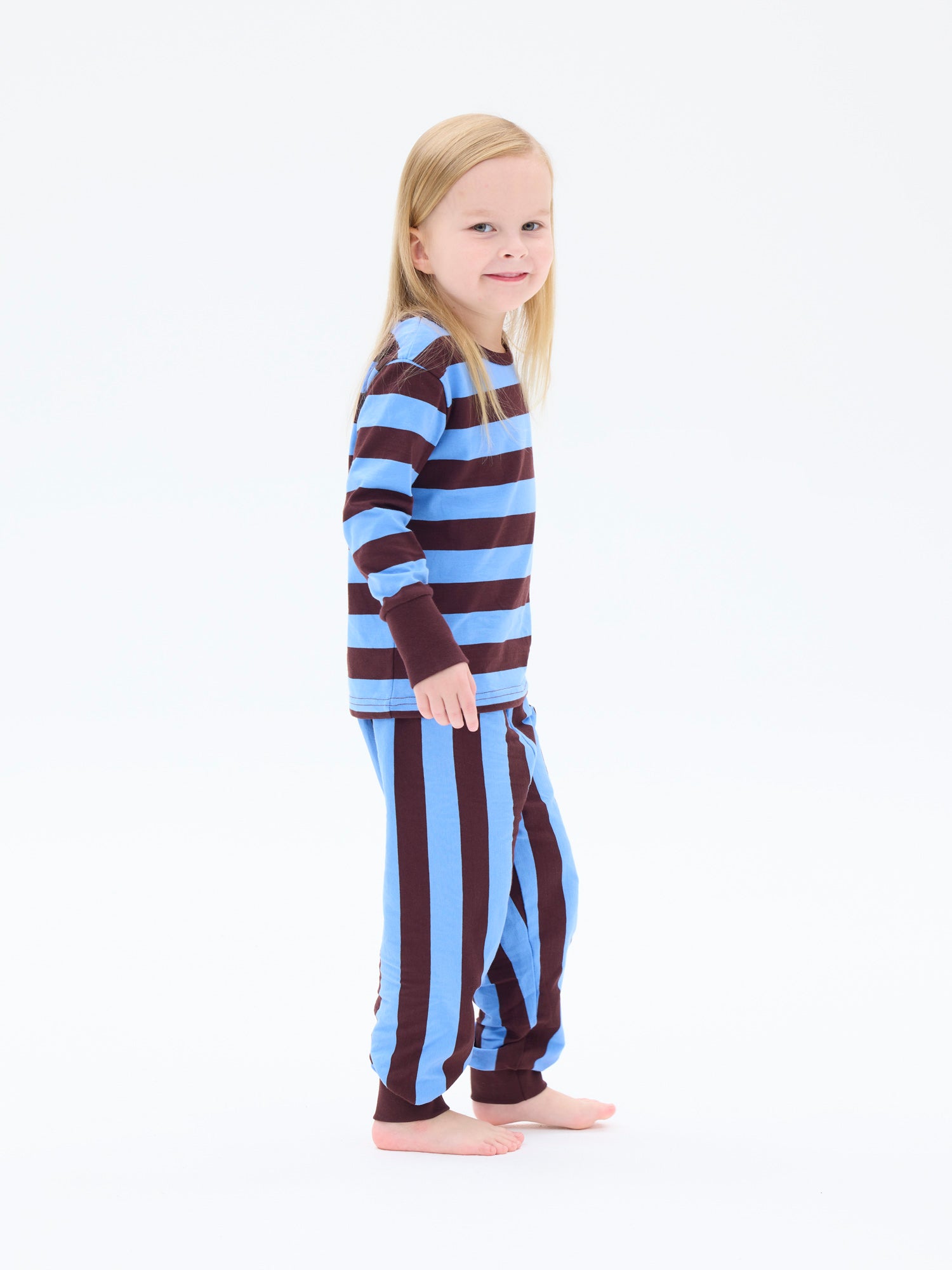 Lasten Pyjama Raita, Sininen/Viininpunainen