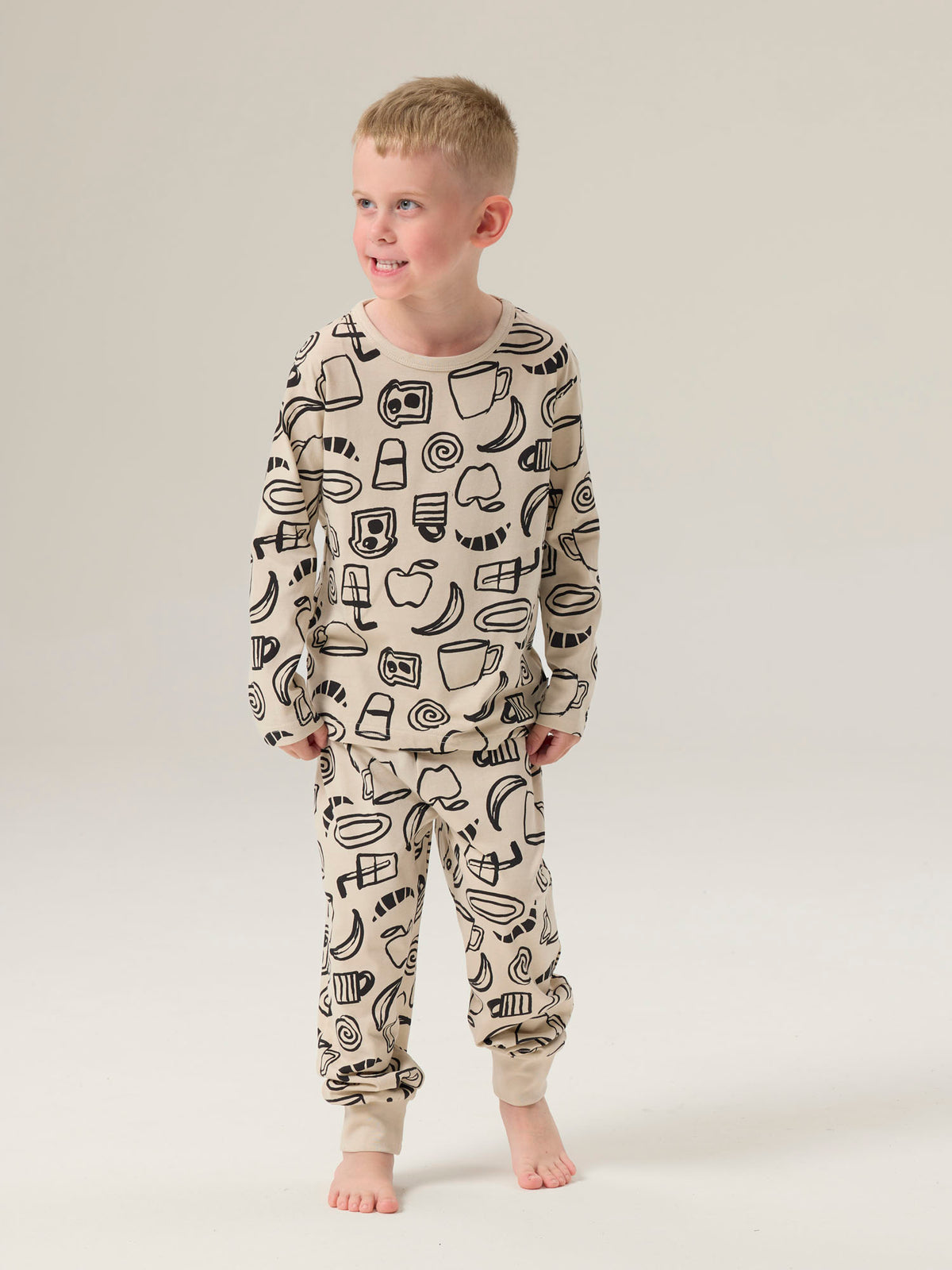 Children's Pyjamas Iltapala, Sand/Black