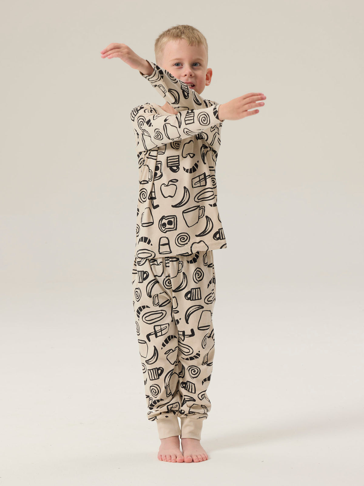 Children's Pyjamas Iltapala, Sand/Black