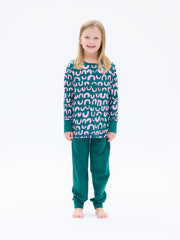 Lasten Pyjama Nurinkurin, Pinkki/Vihreä